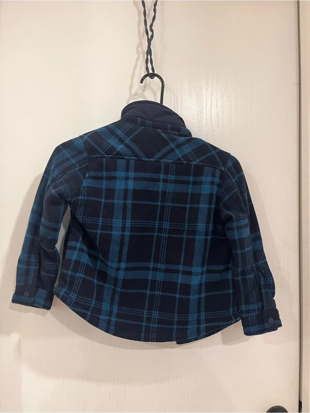 Blue and Navy Plaid Fleece Jacket With Soft Inside